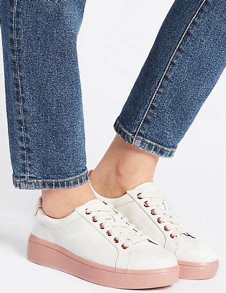 m&s ladies lace up trainers.